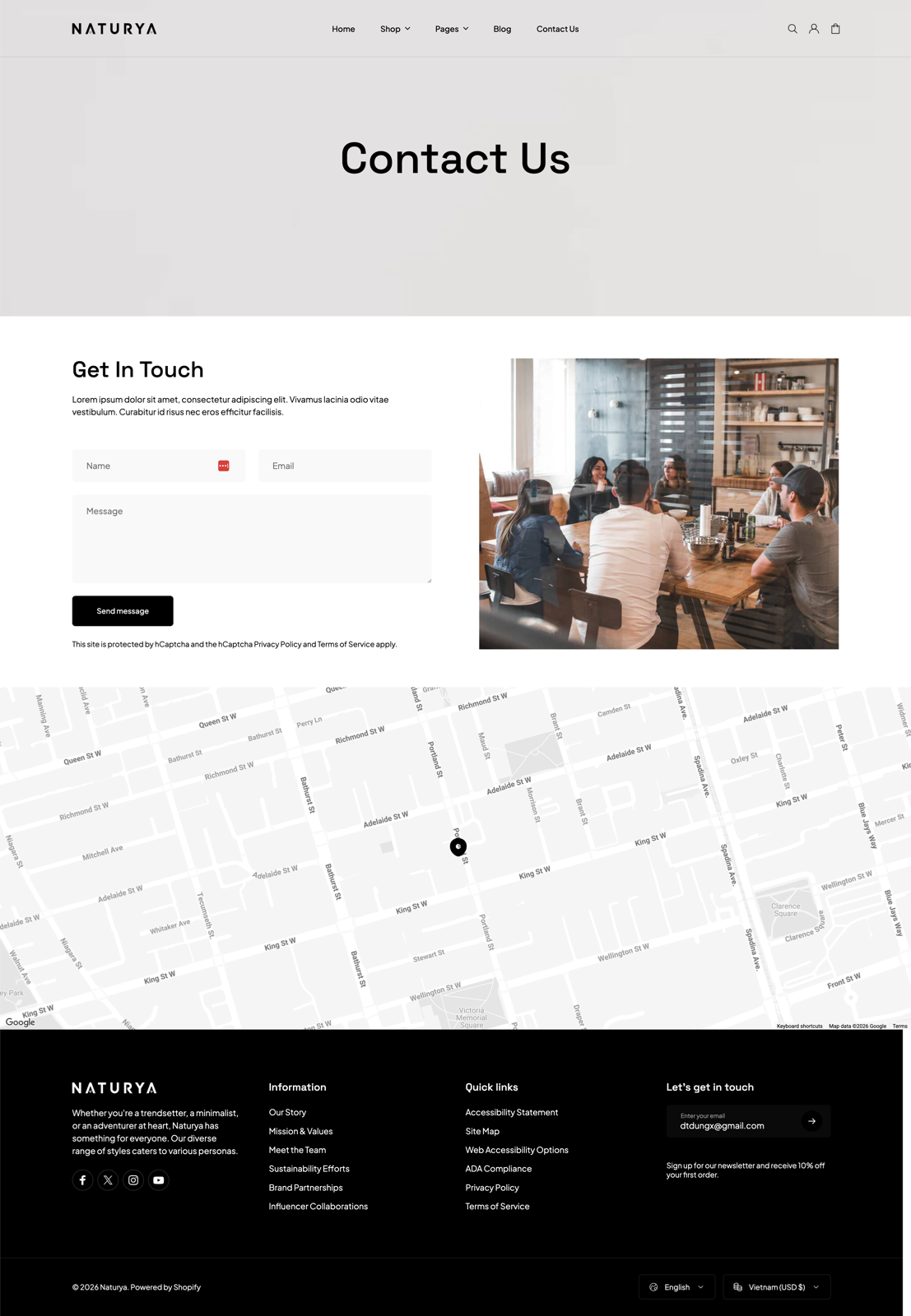 Contact page preview